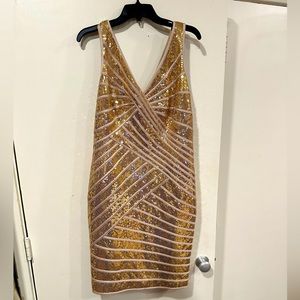 Gold cocktail dress sz 14